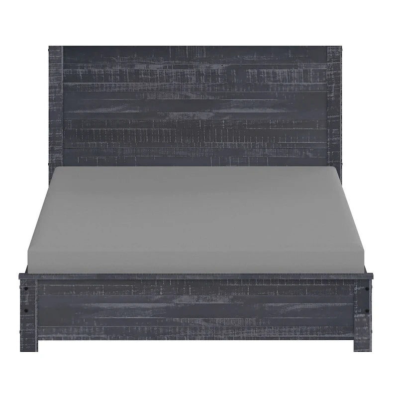 Estructura de cama de madera maciza tamaño matrimonial (con cabecero)