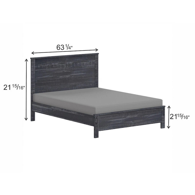 Estructura de cama de madera maciza tamaño matrimonial (con cabecero)