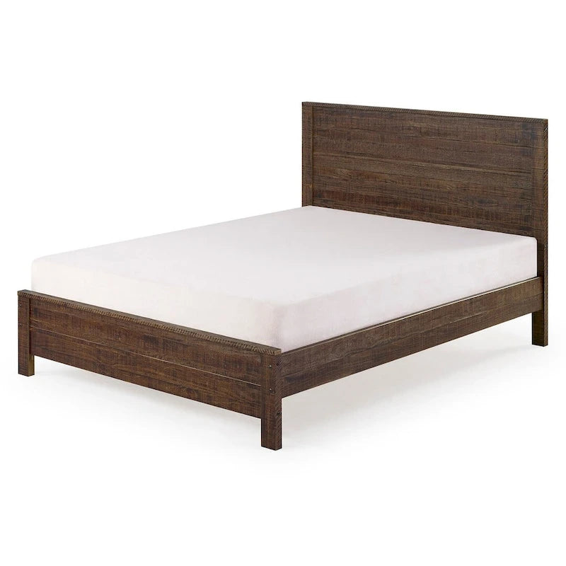Estructura de cama de madera maciza tamaño matrimonial (con cabecero)