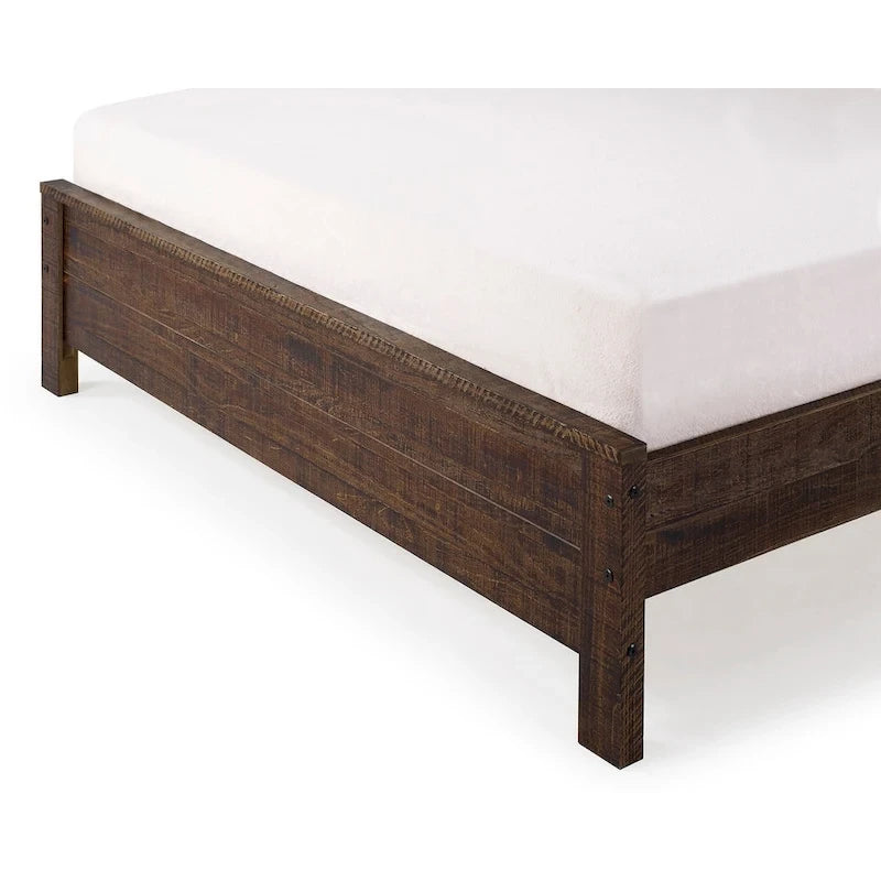 Estructura de cama de madera maciza tamaño matrimonial (con cabecero)