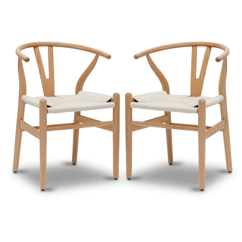 Sillas tejidas con estructura de madera maciza (juego de 2)