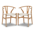 Sillas tejidas con estructura de madera maciza (juego de 2)