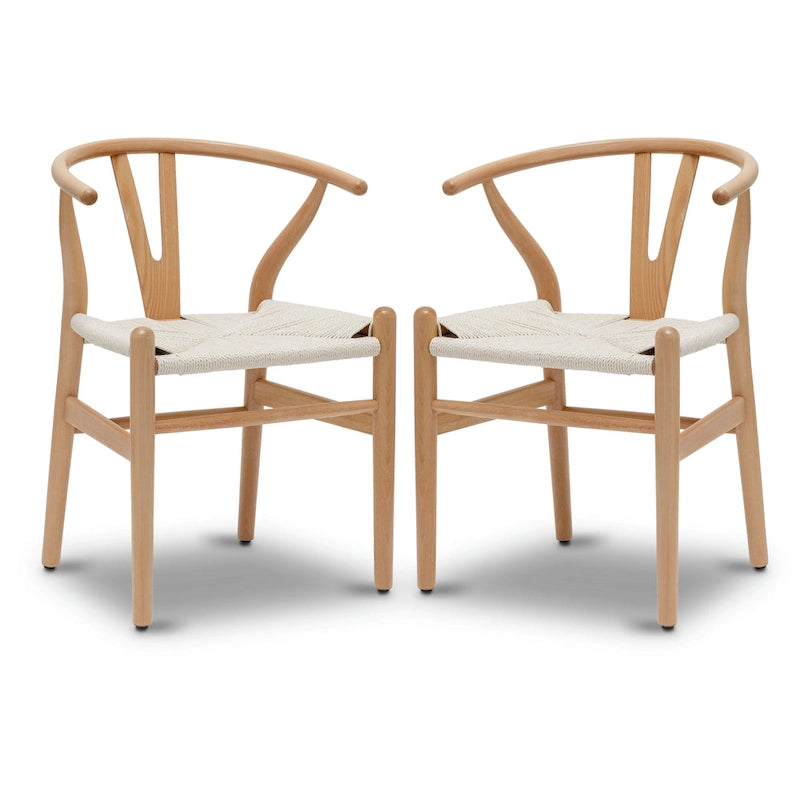 Sillas tejidas con estructura de madera maciza (juego de 2)