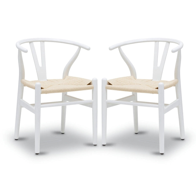 Sillas tejidas con estructura de madera maciza (juego de 2)