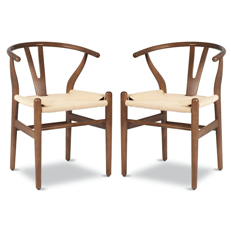 Sillas tejidas con estructura de madera maciza (juego de 2)