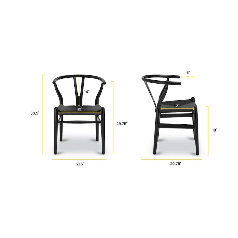 Sillas tejidas con estructura de madera maciza (juego de 2)