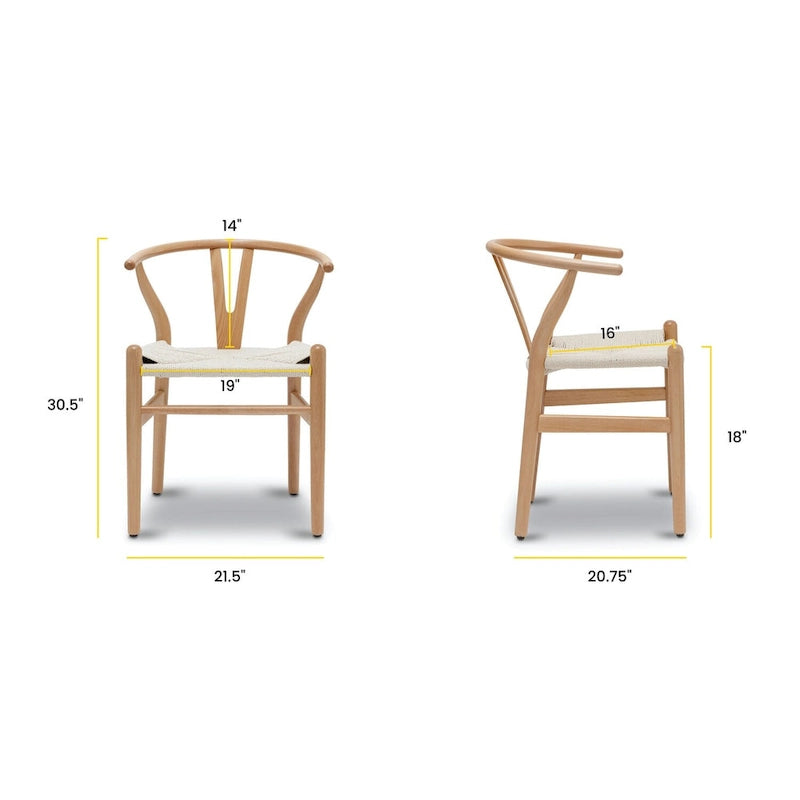 Sillas tejidas con estructura de madera maciza (juego de 2)