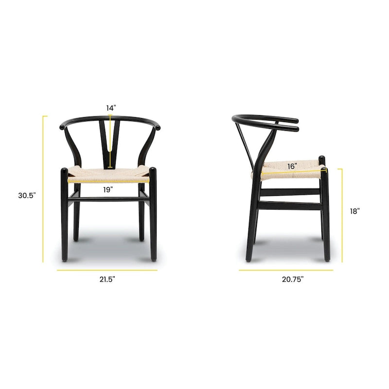 Sillas tejidas con estructura de madera maciza (juego de 2)
